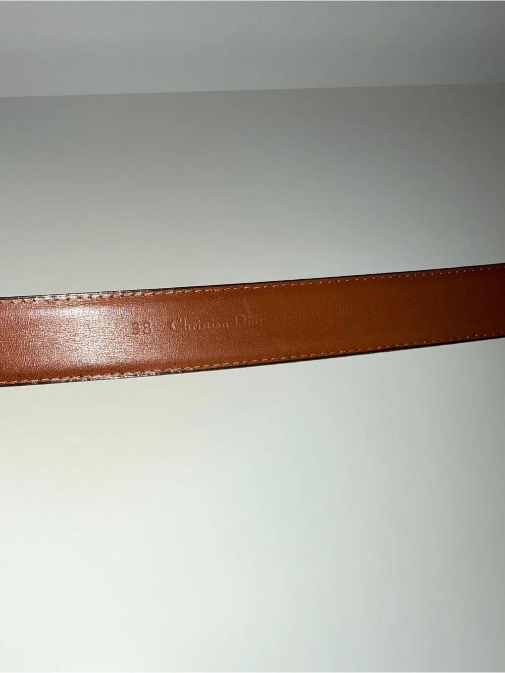 Vintage Signed Christian Dior Brown Split Leather Men’s Belt, Sz 38